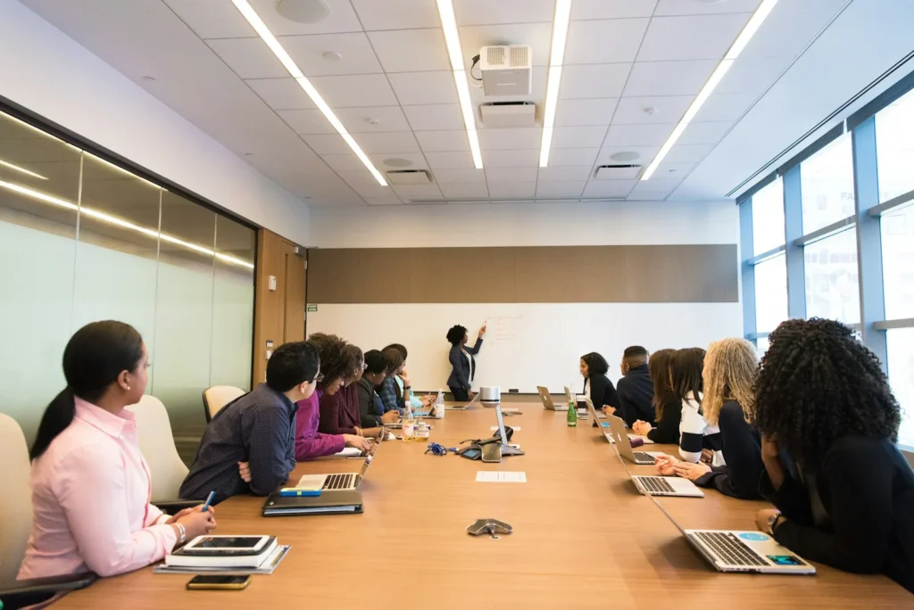 Team meeting in a conference room